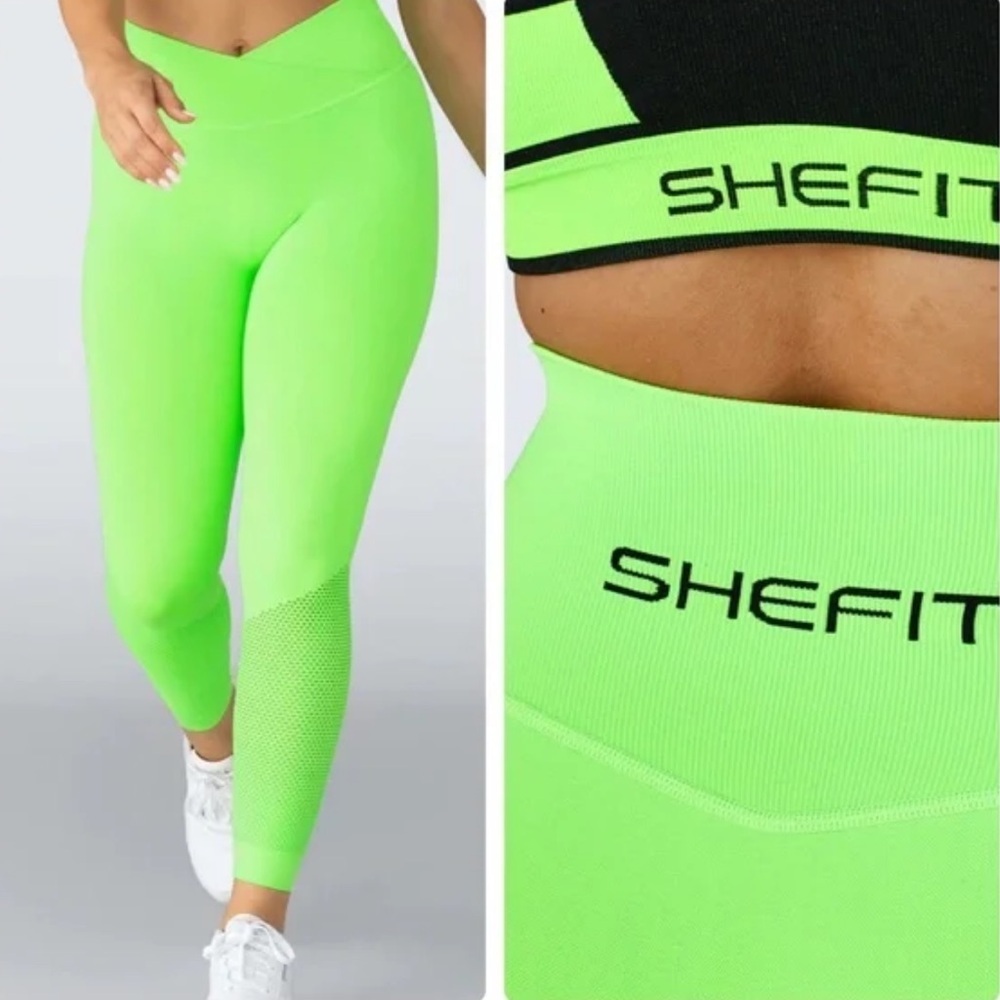 NWT Shefit Neon Green Fierce Seamless Boss Leggings Size Medium Limited Edition
